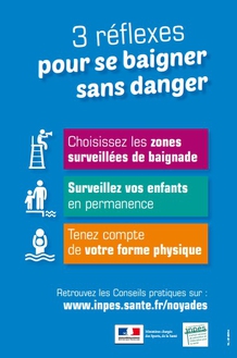 3 réflexes pour se baigner sans danger - affiche Santé publique France - Inpes