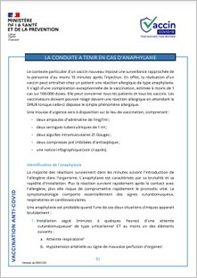 Anaphylaxie :  Conduite à tenir - fiche professionnelle - Ministère des solidarités et de la santé