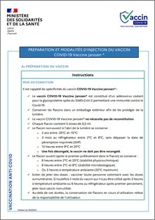Vaccine Janssen - Préparation et modalités d’injection - fiche - Ministère des solidarités et de la santé