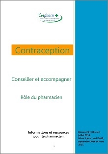 Contraception : conseiller et accompagner - rôle du pharmacien - brochure