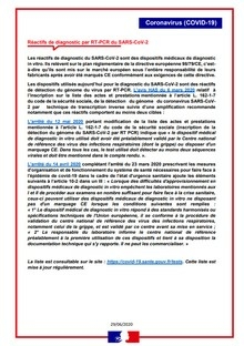 Covid-19 - Diagnostic par RT-PCR - liste des réactifs - brochure - Ministère des solidarités et de la santé