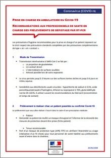 Covid-19 - Prélèvements de dépistage par RT-PCR : recommandations - brochure - Ministère des solidarités et de la santé