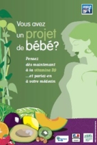 "Vous avez un projet de bébé ? Pensez dès maintenant à la vitamine B9" - brochure INPES