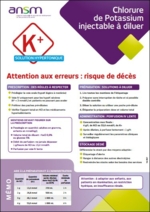 Chlorure de potassium injectable à diluer – Attention aux erreurs : risque de décès - Affichette ANSM Cespharm