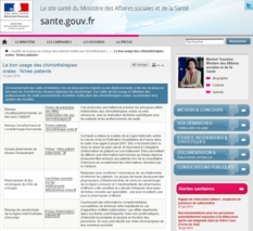Page internet Chimiothérapies - Ministère en charge de la Santé