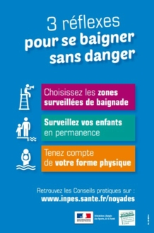 3 réflexes pour se baigner sans danger - affiche Santé publique France - Inpes
