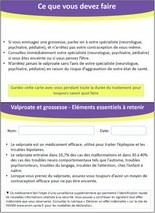 Carte mémo valproate et dérivés - recto / verso - ANSM