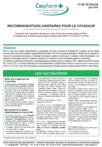 Recommandations sanitaires pour le voyageur 2010 – fiche technique