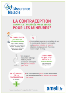Visuel affiche de l'assurance maladie sur la gratuité de la contraception pour les mineures