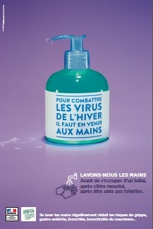 Pour combattre les virus de l'hiver, il faut en venir aux mains - Affiche prévention Inpes