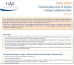 Contraception chez la femme à risque cardiovasculaire - Fiche mémo HAS