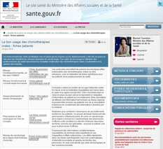 Page internet Chimiothérapies - Ministère en charge de la Santé