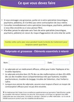 Carte mémo valproate et dérivés - recto / verso - ANSM