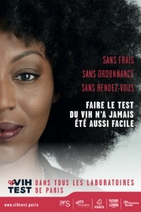 VIHTEST affiche - accès direct sans frais au dépistage VIH en laboratoire de biologie médicale - expérimentation Paris Alpes-Maritimes