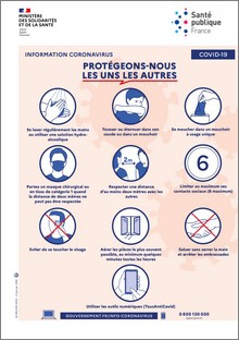 Affiche actualisée illustrant les gestes barrières