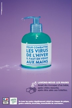 Pour combattre les virus de l'hiver, il faut en venir aux mains - Affiche prévention Inpes