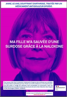 Naloxone : antidote des surdoses aux opioïdes - affiche Anne - Ministère des solidarités et de la santé